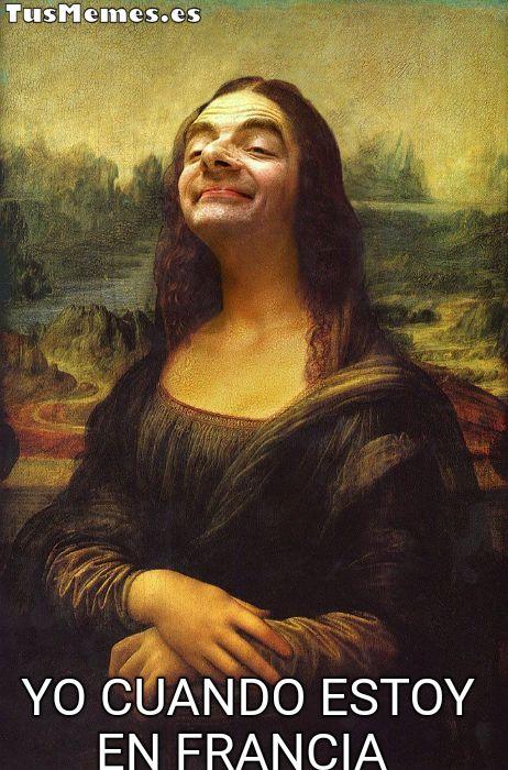 Meme Rowan Atkinson cómo la Mona Lisa - Mr.Bean - Yo cuando estoy en Francia