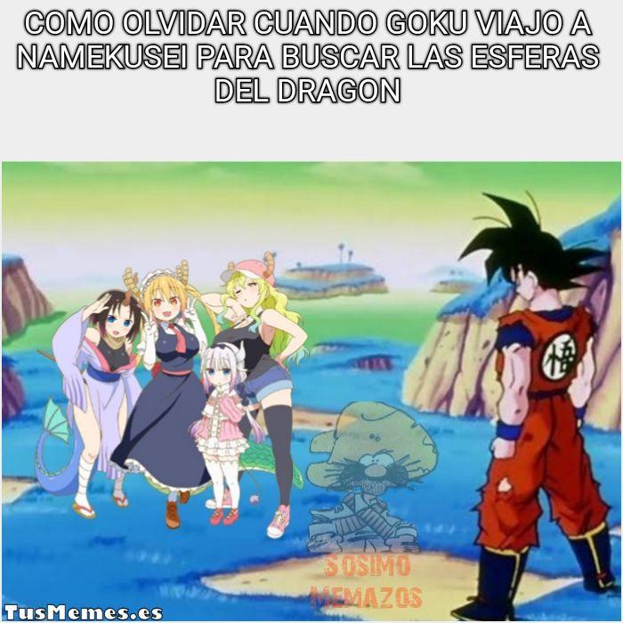 Meme Como olvidar cuando Goku viajo a Namekusei para buscar las esferas del dragon