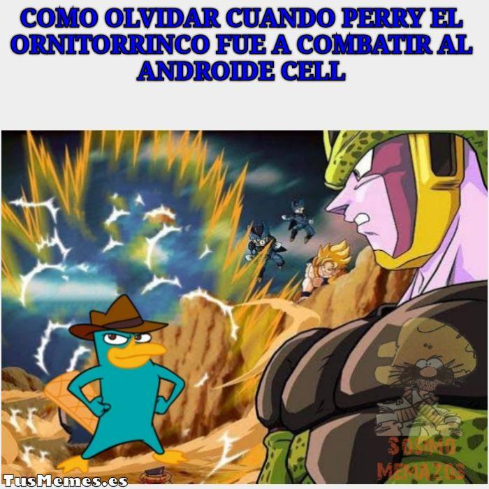 Meme Como olvidar cuando Perry el ornitorrinco fue a combatir al androide Cell