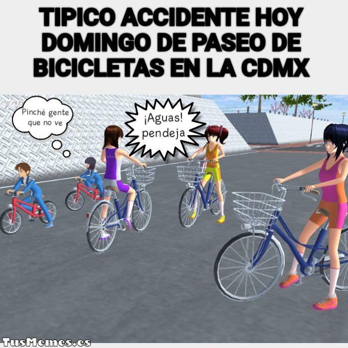 Meme Tipico accidente hoy domingo de paseo de bicicletas en la cdmx