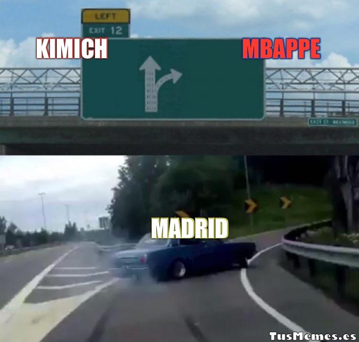 Meme Salida del carril en último momento - Madrid - Mbappe - Kimich