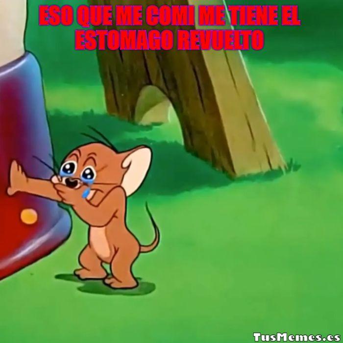Meme Jerry llorando - ESO QUE ME COMI ME TIENE EL ESTOMAGO REVUELTO
